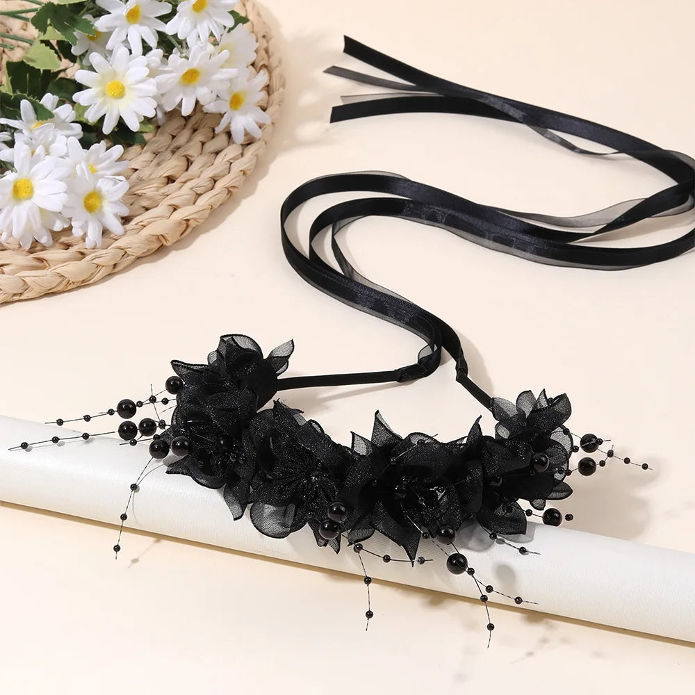 Fairy Flower Headband Sweet Lovely Girl Lace Floral Pearls Hair Hoop For Princess Wedding Birthday Headwear Accessories Gifts