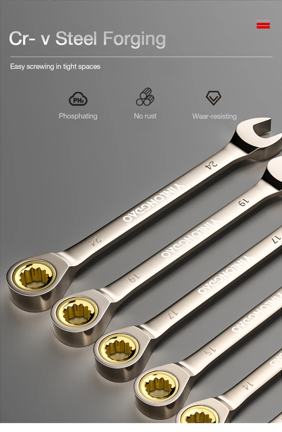 Universal Key Ratchet Wrench 72 Tooth Gear Ring Torque Socket Wrench Metric Ratchet Spanners Car Repair Mechanical Tools