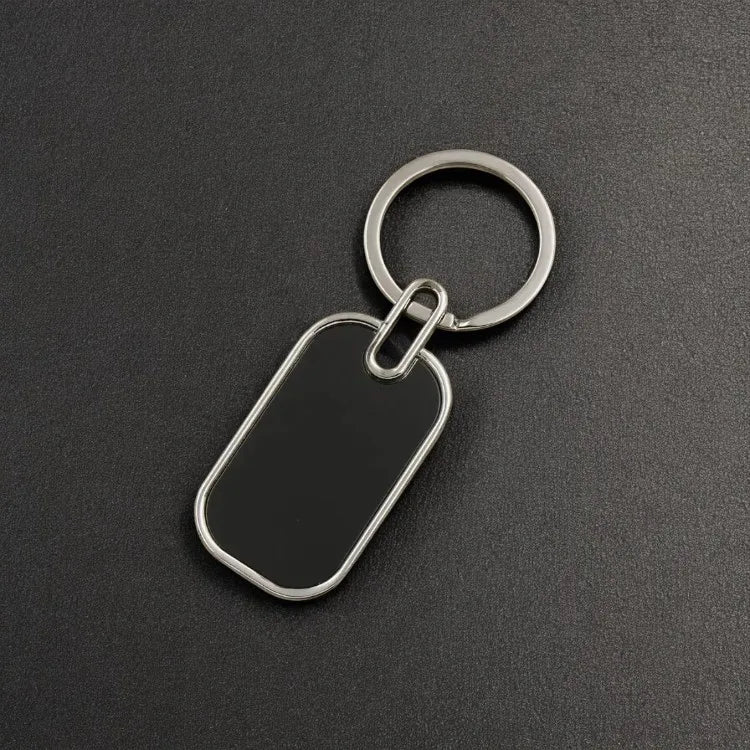 Custom Engraving Logo Name Metal Keychain Personalized Keyring Key Ring Chain Plate Laser Marking Black Mirror Promotional Gift