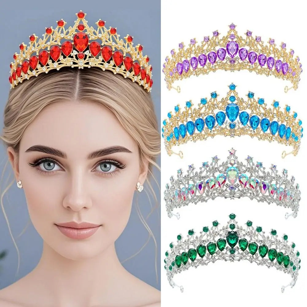 Trendy Shiny Baroque Queen Tiaras Elegant Luxury Alloy Princess Crown Dazzling Adjustable Bridal Headwear Photography Props
