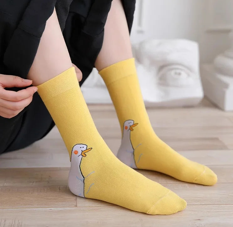 New Fahsion Funny Crazy Goose Head Sport Cotton Sock Creative Happy Animal Casual Socks Women Men Universal