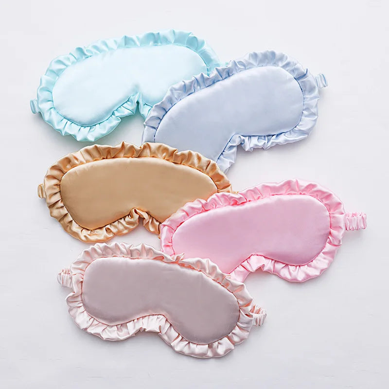 Silk Eye Mask Artificial Filament Artificial Silk Mask Sleep Eye Cover Ruffled Design Blackout Eye Patch For Suitable For Men