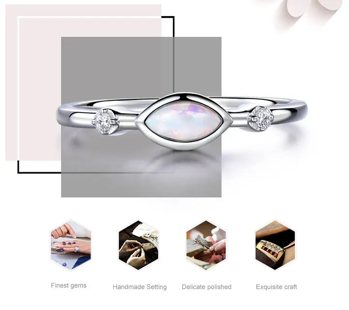 3*6mm Ring Opal Rings Silver 925 Ring for Women Fashion Jewelry