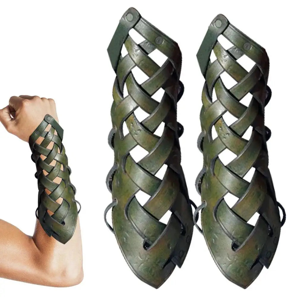 1 Pair Adjustable Arm Bracer Men Arm Guards Medieval Leather Bracers Halloween Costume Cosplay Leather Arm Guards Accessories