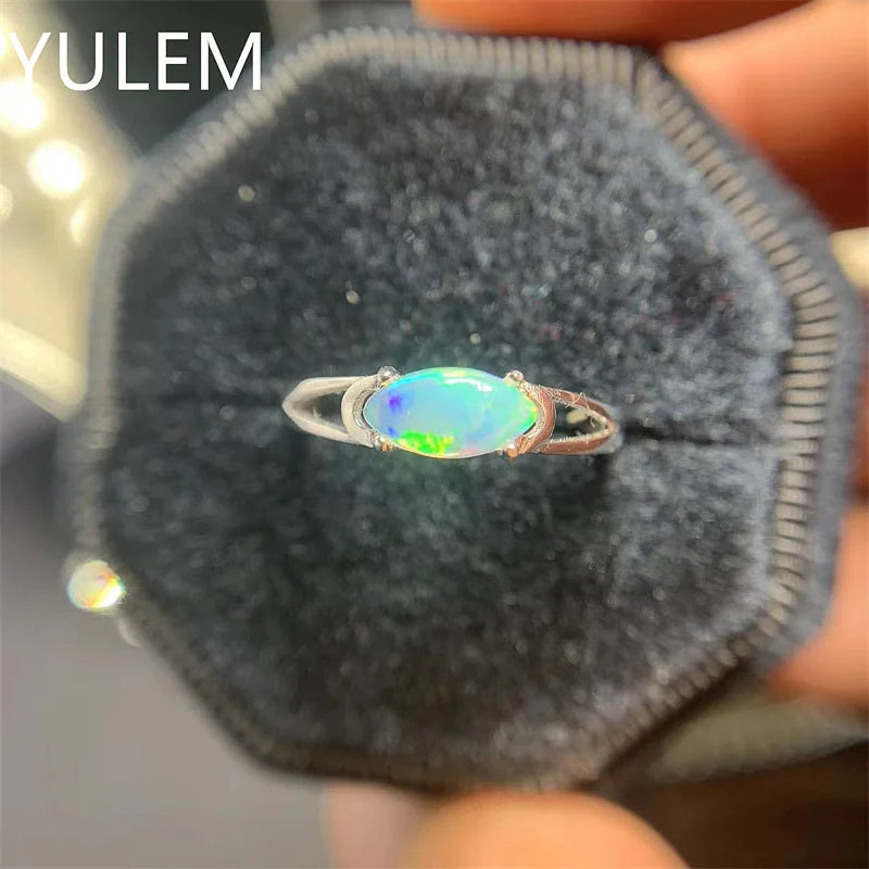Natural Opal Ring 4*8mm Natural Maquise Gemstone Silver Ring 925 Silver Opal Ring