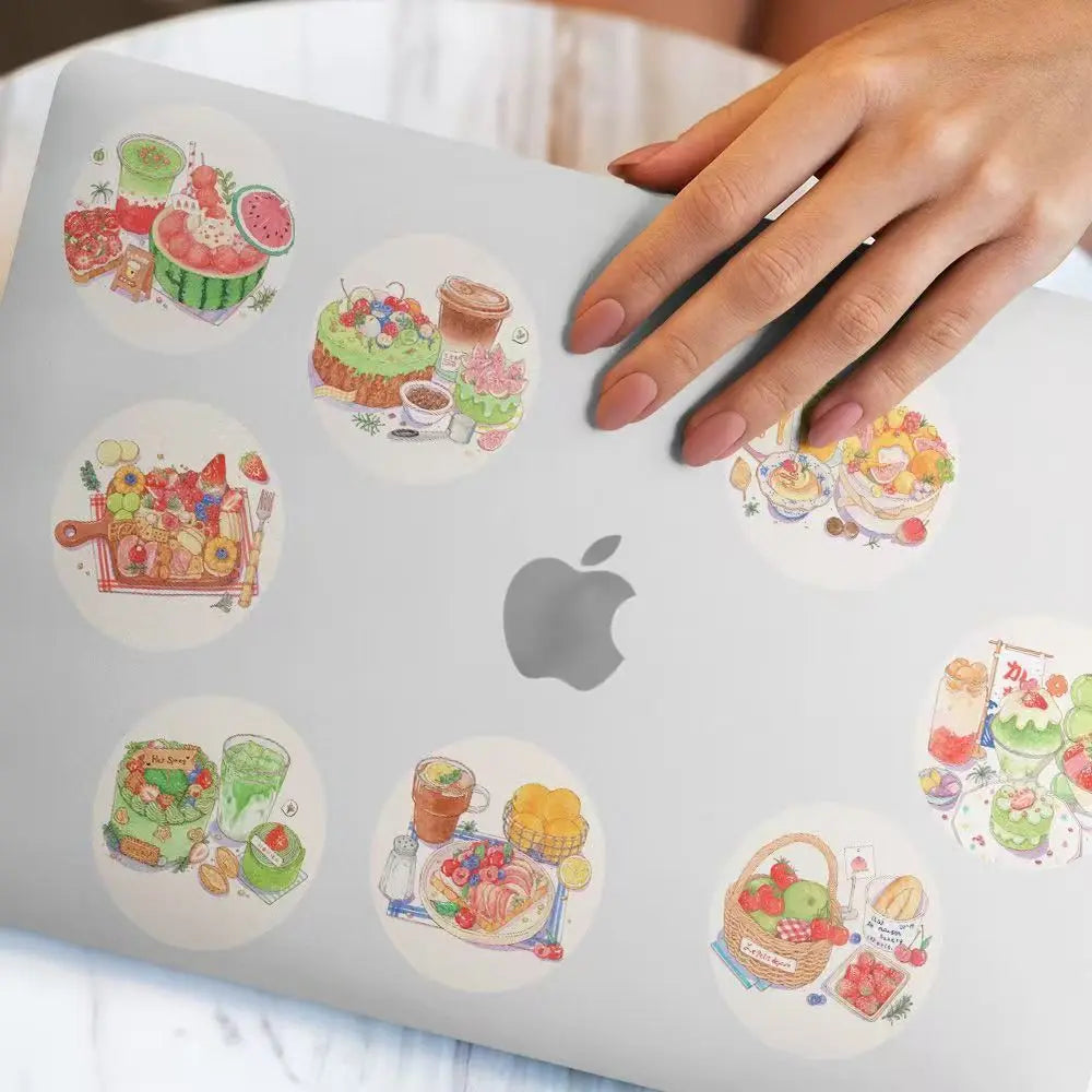 500 pcs Summer Dessert Sticker Adhesive Label Sealing Sticker Reward Sticker Decorative Handbook Sticker Kawaii