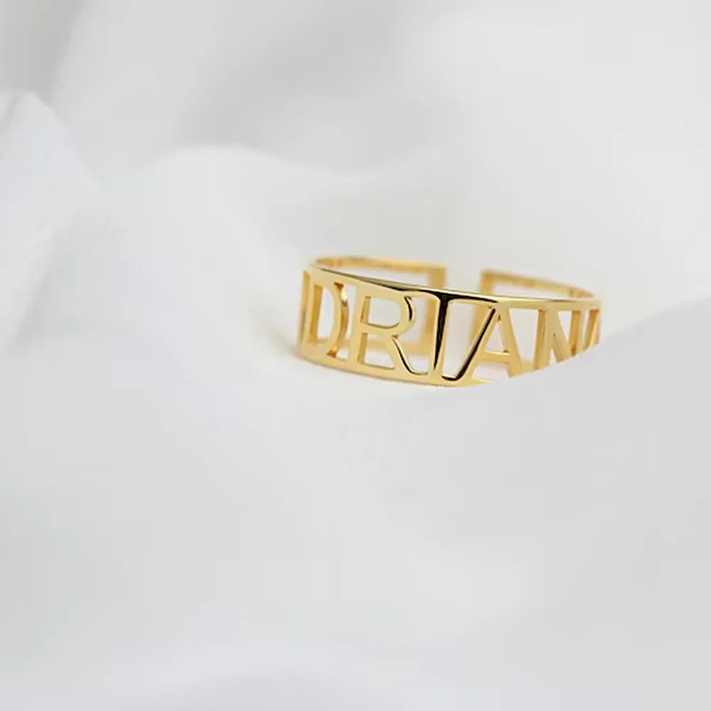 Letter Personalized Engraving Ring Women's Customized Ring Men's Engagement Wedding Stainless Steel Customized Jewelry Gift