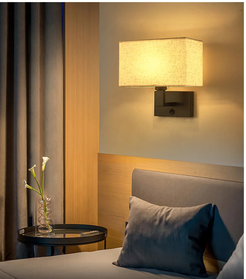 LED Lights Indoor Lighting Fabric Lampshade Wall Lamps for Bedside Bedroom Living Room Hotel Stairs Hotel Home Decoration