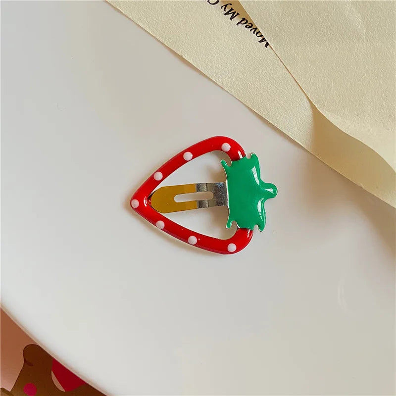 5PCS Kids Fashion Sweet Fruits BB Hairpin Hair Clips Fot Girls Korean Cute Strawberry Bb Hair Pins New Headwear Hair Accessories