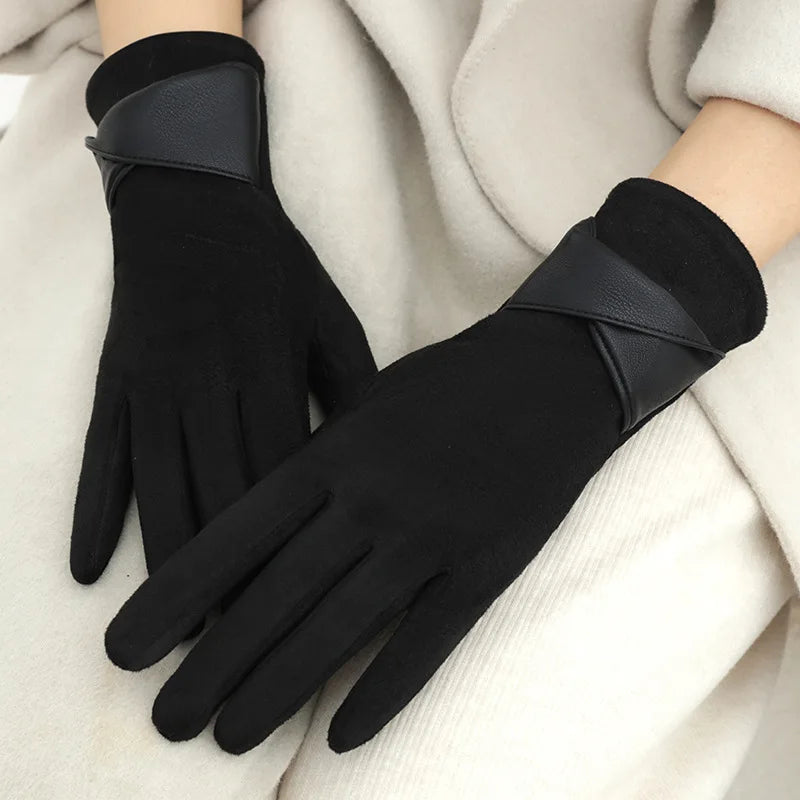 Women Winter Keep Warm Touch Screen Gloves Lady Fashion Elegant Retro Cycling Drive Protection From Cold Thicken