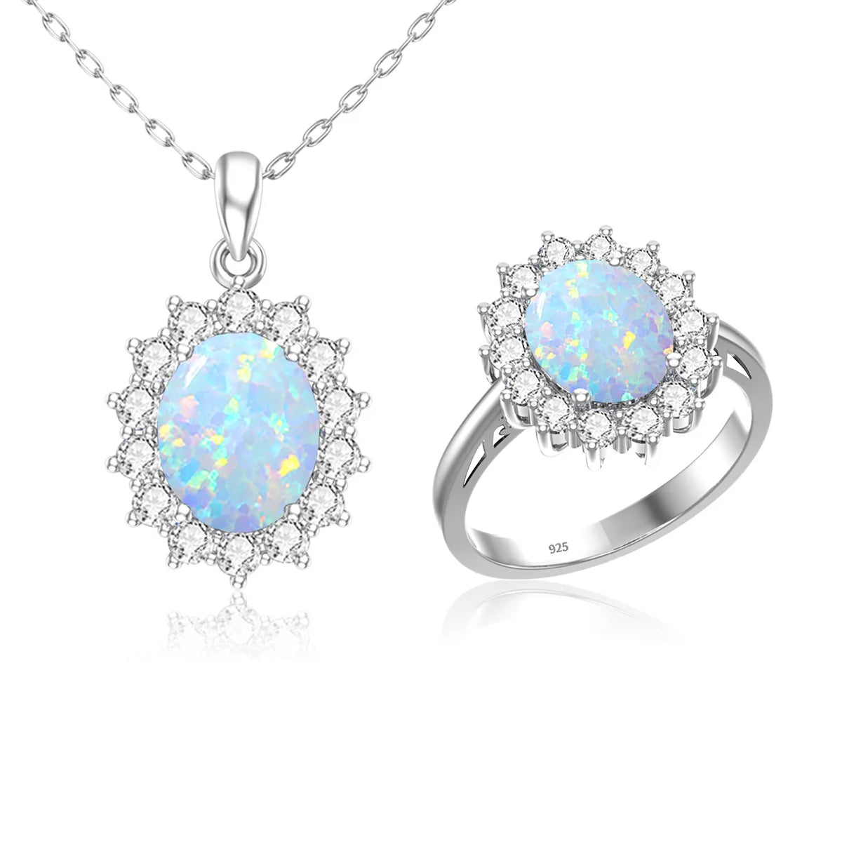 Oval Cut 8*10mm Opal Ring Gold Eternity Luxury