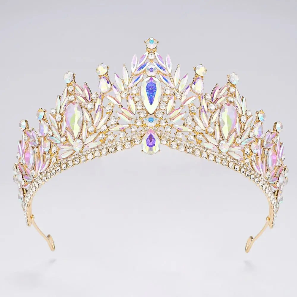 Luxury Baroque Queen Tiaras Elegant Adjustable Alloy Princess Crown European Style Dazzling Bridal Headwear Birthday Party