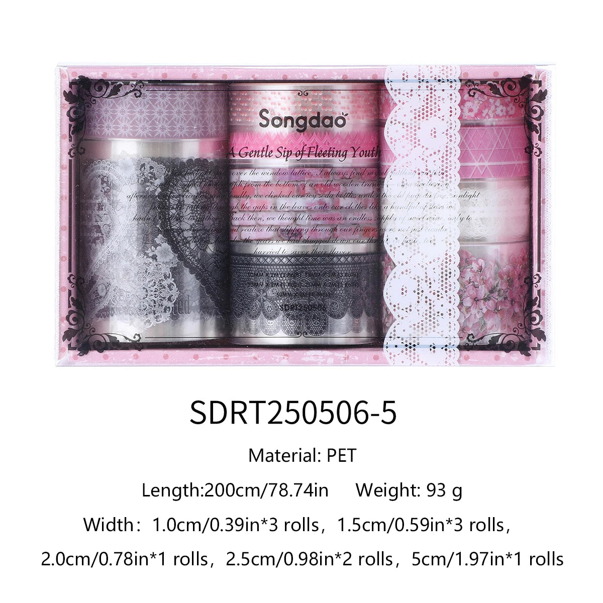 10Roll/Box Flower PET Tape Lace Masking Tape DIY Scrapbooking Sticker Journal Diary Aesthetic Stationery