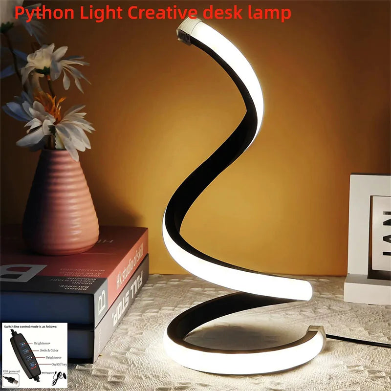 LED Night Light Spiral Table Lamp Modern Dimmable Bedside Lamp for Bedroom Living Room Office Kids Room Decor Night Lights