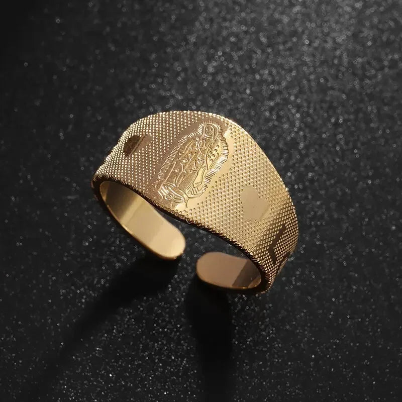 Stainless Steel Angel Wing Ring Open Adjustable Feather Ring for Men Women Couple Fashion Jewelry Anniversary Gift