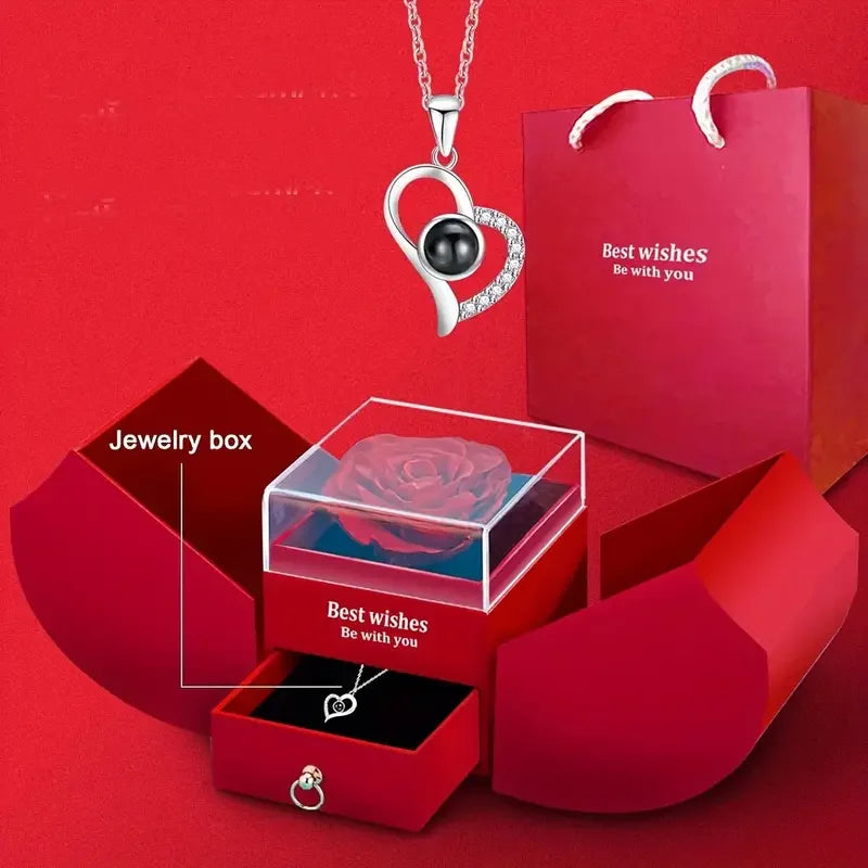 1pcs Best Selling Luxury Rose Jewelry Box - Valentine's Day, Mother's Day, Eternal Flower Artificial Flower Gift Box Jewelry Box