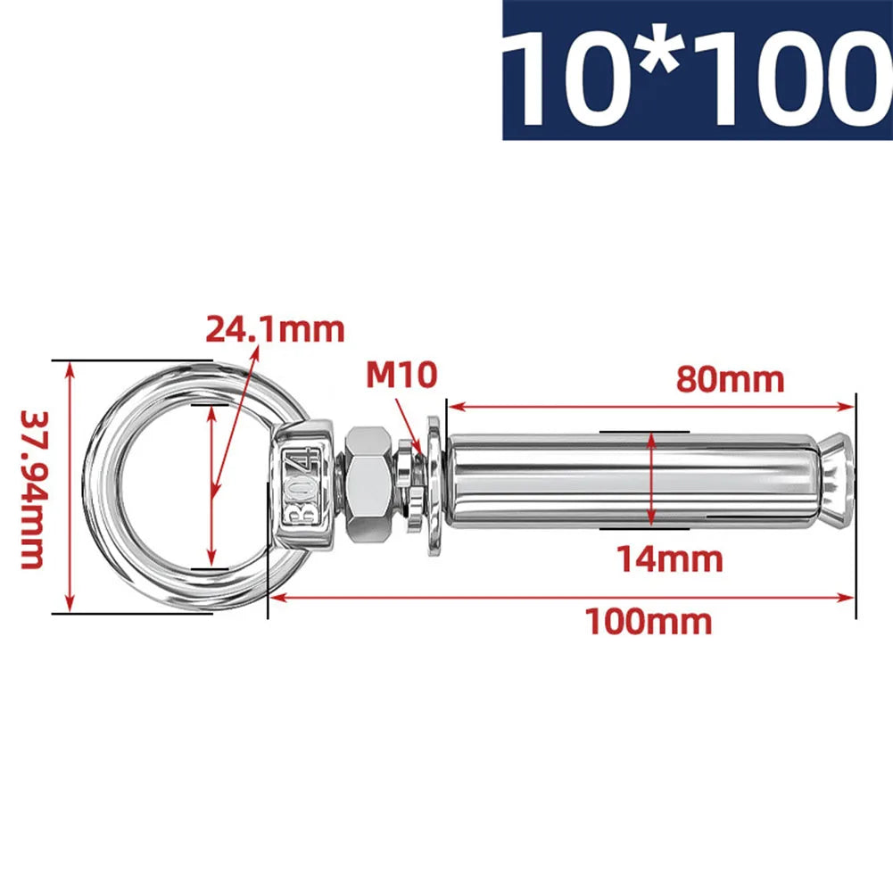 Eye Screws 304 Stainless Steel Construction Sites 100mm 15 Sizes Available Complete Size Range Lengthened Design