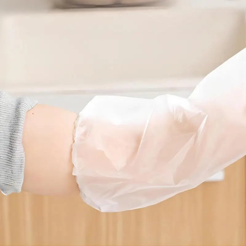 30PCS Disposable Arm Guard Gloves Kitchen Household Cleaning Waterproof Elastic Drawstring Lengthened CPE Long-Arm Gloves