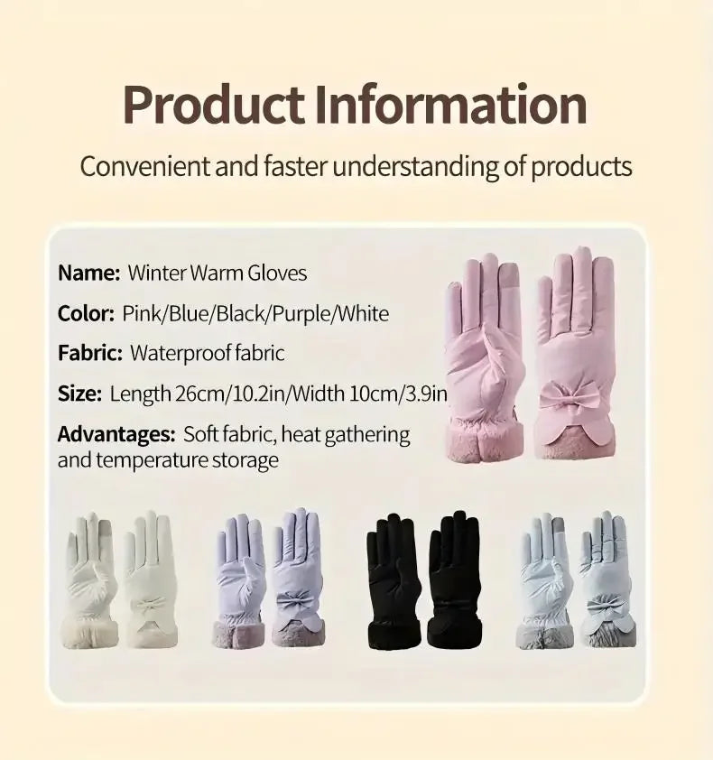 Women's Gloves - Warm, Waterproof & Touchscreen Compatible for Winter Outdoor Activities