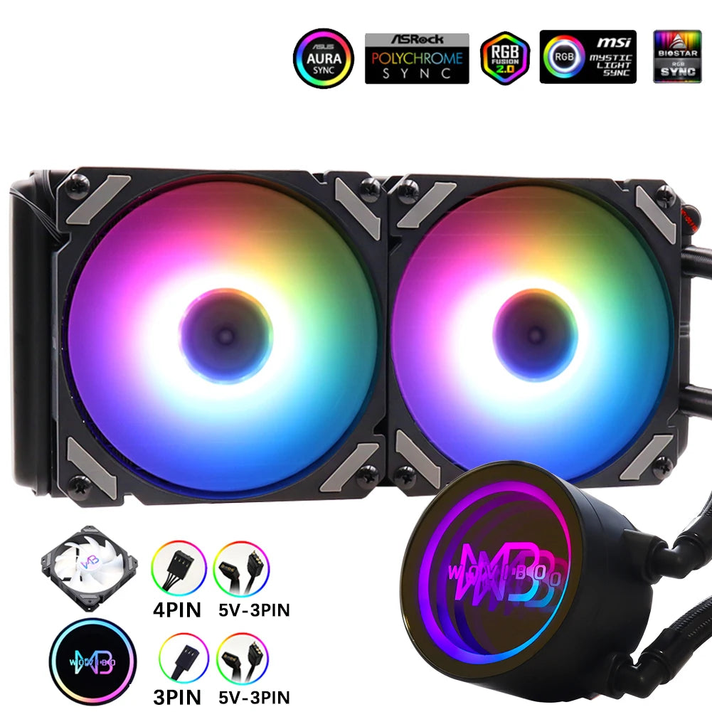 Water Cooling CPU Cooler 120mm 240mm Computer Liquid Ventilador RGB ARGB Radiator LGA 1150 1155 1151 1200 1700 2011 AMD AM3 AM4