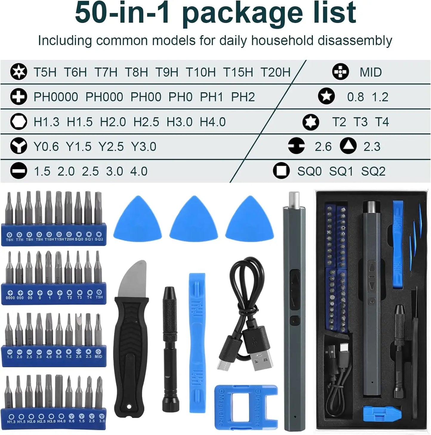 Cordless Electric Screwdriver Set 12/39/50 in 1 Precision Power