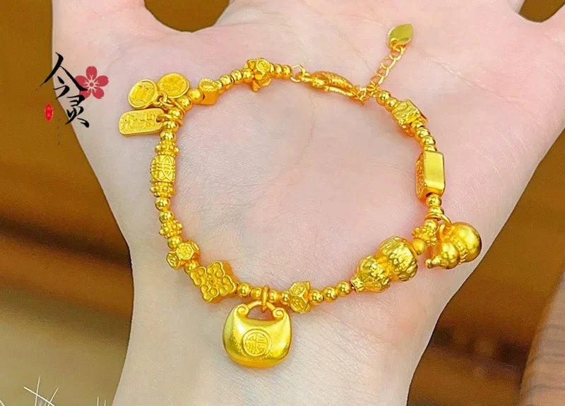 Women Chubby Fortune Coil Bracelet 24K Gold AU999 - Women's exclusive, plump chubby/clear coil, warm 24K, AU999 guarantee