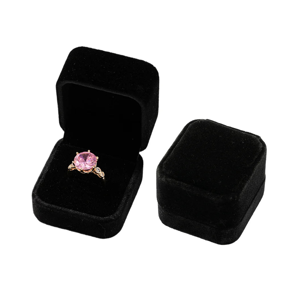 Velvet Single Ring Box Gift Jewelry Organizer Packaging for Wedding Ceremony Engagement Display Storage Supplies Accessories