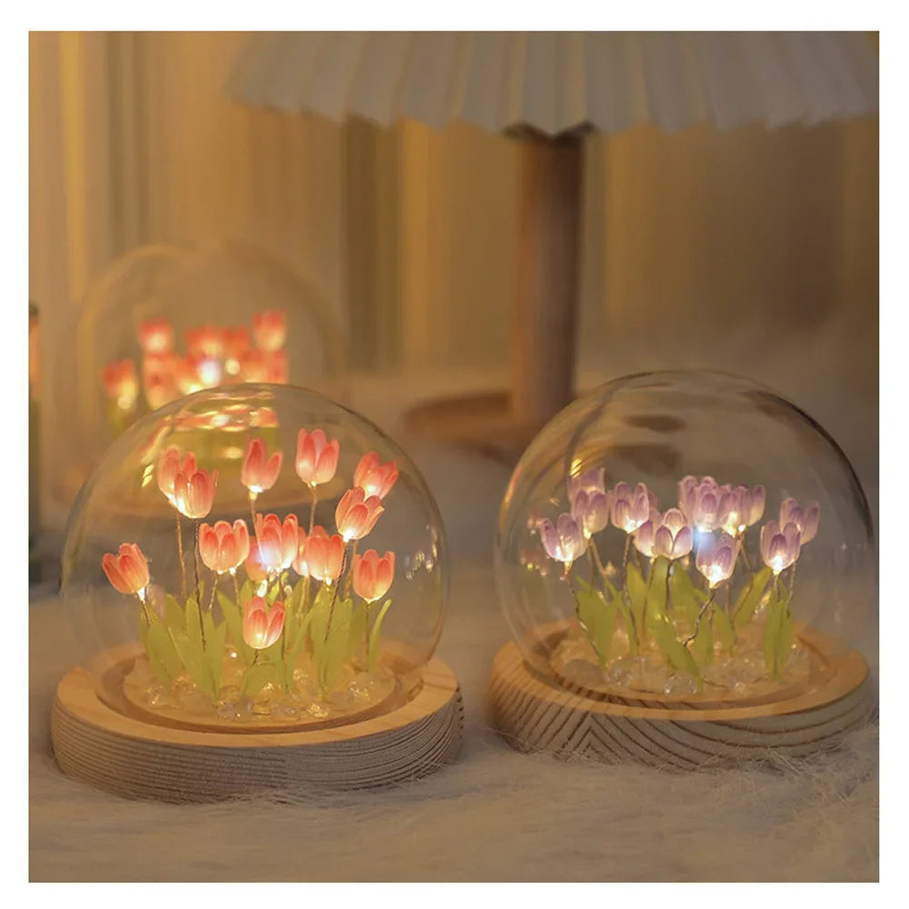 Artificial Tulip Flower Night Light Handmade DIY Bedside Lamp LED Night Lamp Bedroom Decor Christmas Birthday Gifts Table Lamp (Free Shipping) ššš¹ (Free Shipping) ššš¹