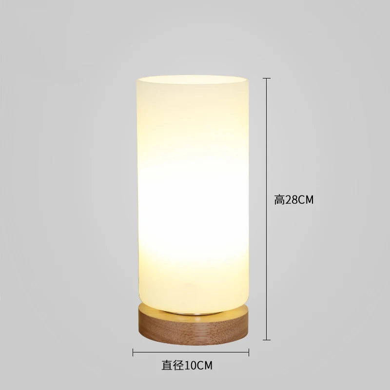 Modern Table Lamp Glass Body and Wood Base Table Lights For Bedroom Livingroom Children Reading Simple Desk Lamp Lighting