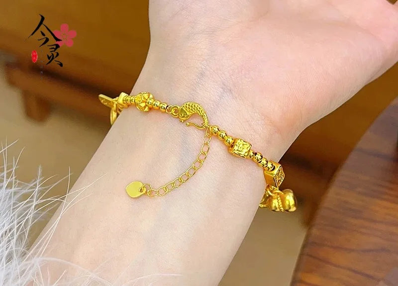 Women Chubby Fortune Coil Bracelet 24K Gold AU999 - Women's exclusive, plump chubby/clear coil, warm 24K, AU999 guarantee