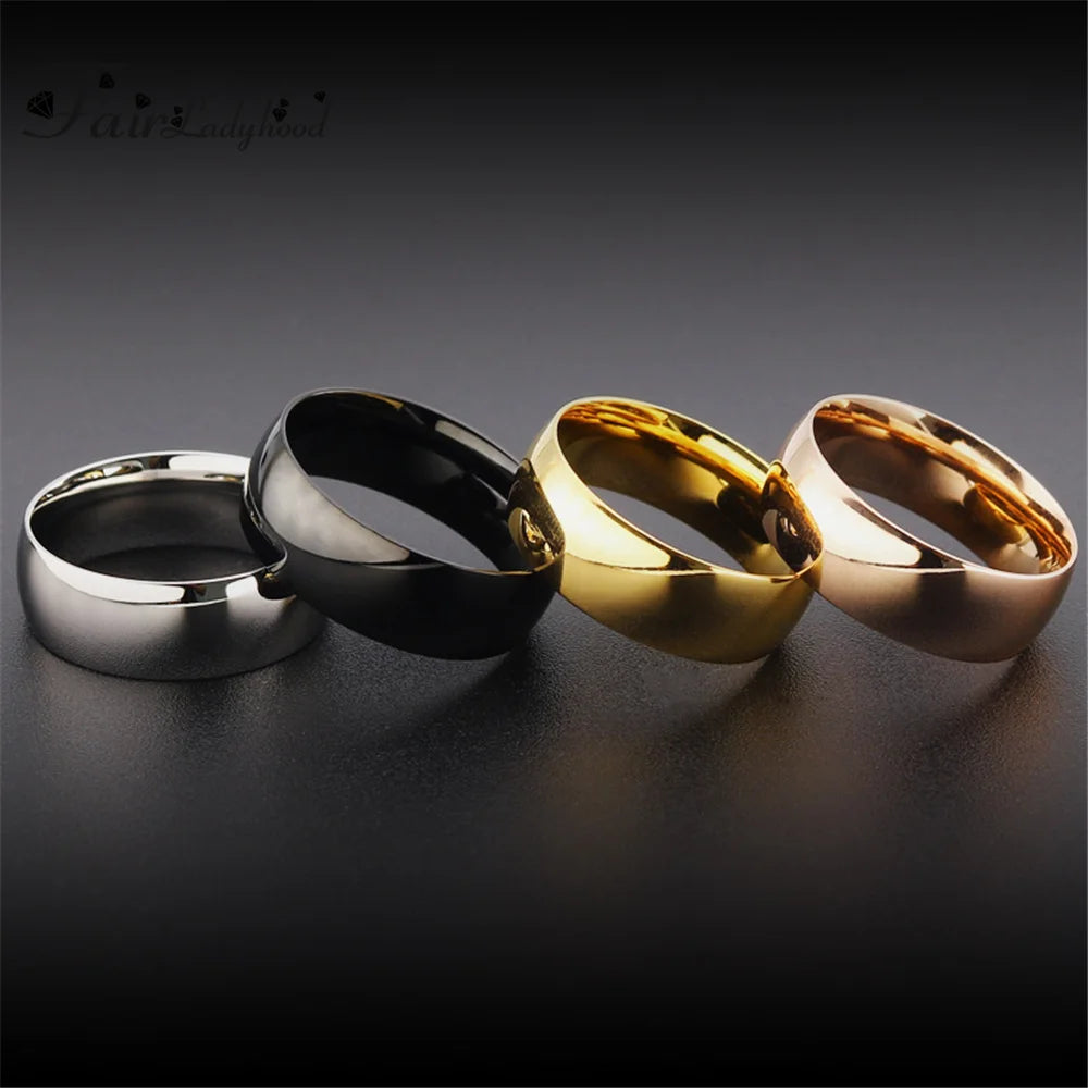 FairLadyHood Simple Rose Gold Rings For Men Women Plate With Silver Color Ring Stainless Steel Rings Jewelry Wedding Ring Couple