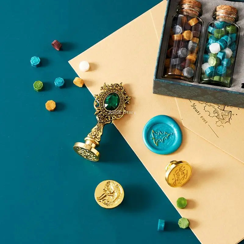 Wax Seal Stamp Set Lacquered Stamp Sealing Wax Kit Craft Supplies Scrapbooking Wedding Invitation Making tools