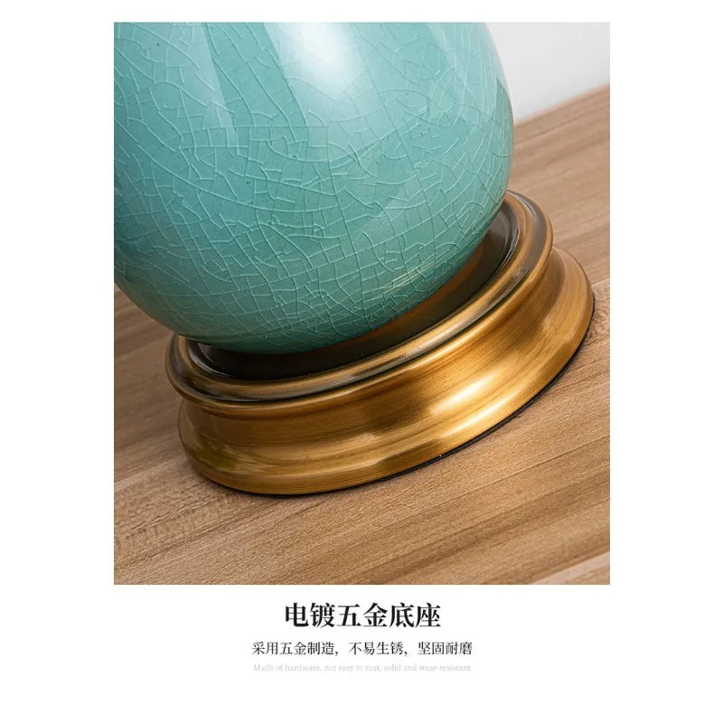 European Style Table Lamp Retro Pastoral Style Ceramic Glass Led Lamp Study Bedroom Decoration Stepless Dimming Bedside Lamp