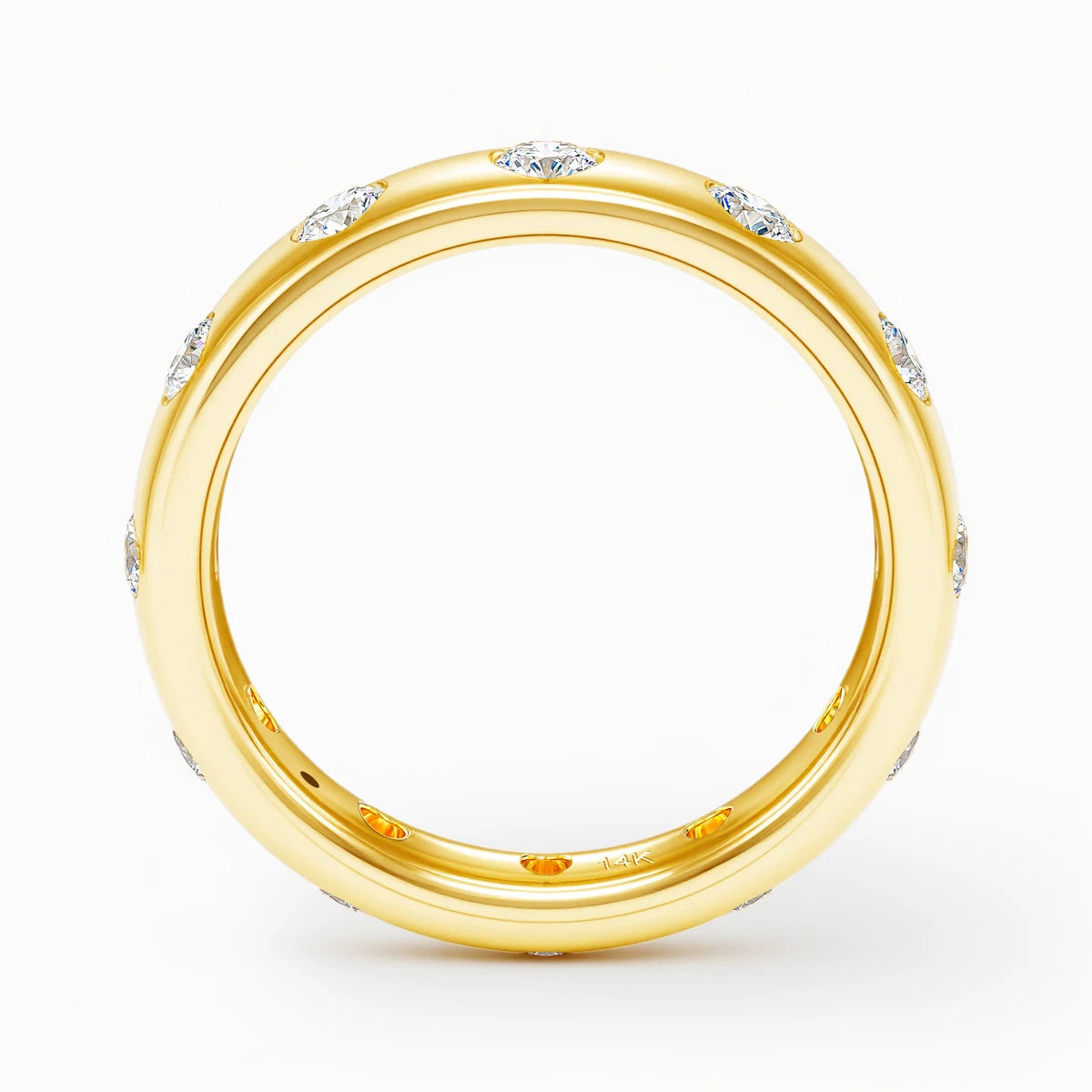 14K Yellow Gold Couple Rings Full Circle Moissanite Diamond Luxury Wedding Band Unisex Ring for Both Men and Women Wedding Bands