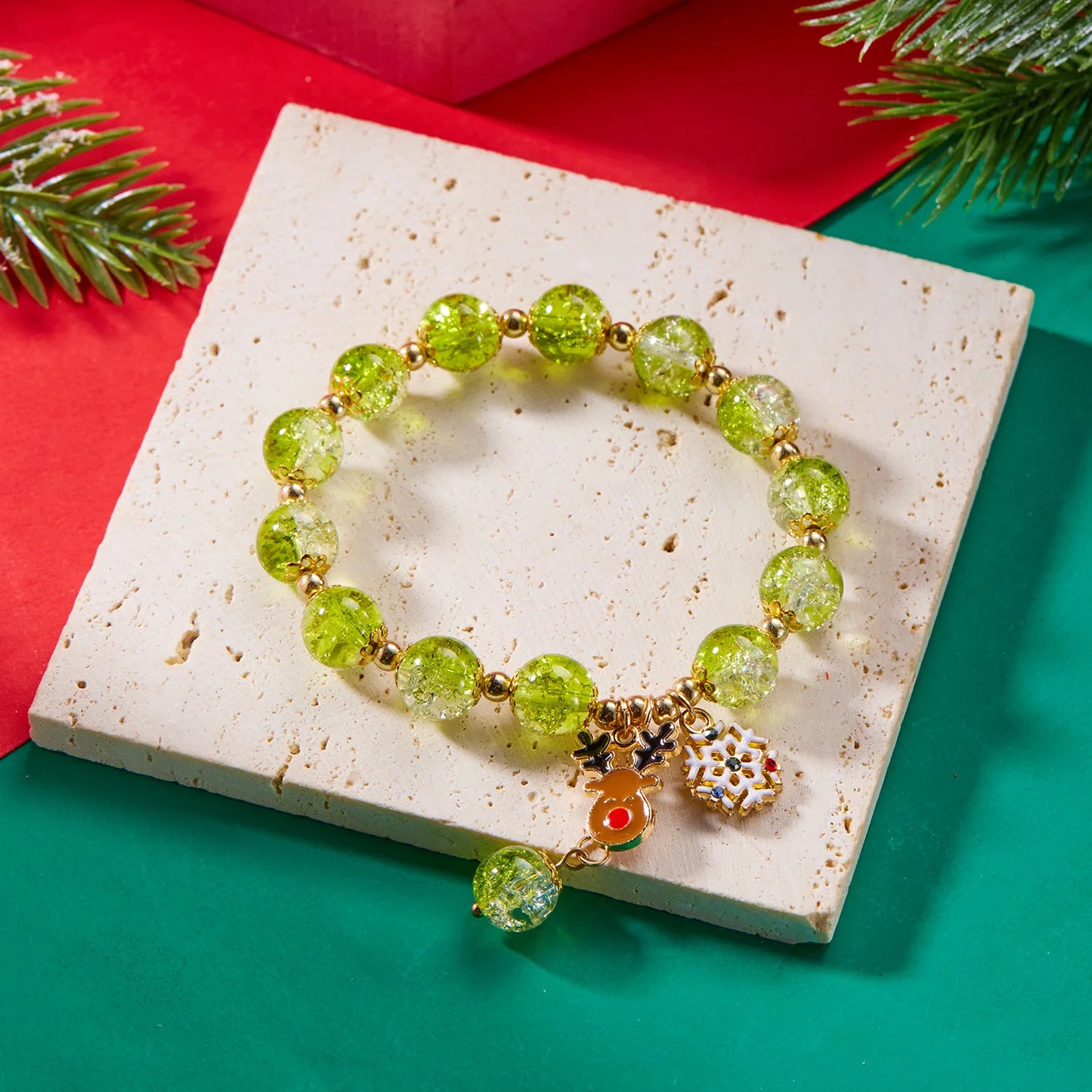 Trendy Christmas Bracelet for Women Men Sweet Handmade Crystal Beaded Santa Claus Tassel Bracelet New Year Party Jewelry Gifts