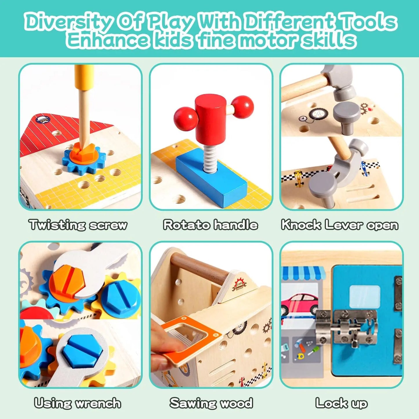 Tool Bench for Kids Toy Play Workbench Wooden Tool Bench Workshop Workbench with Tools Set Wooden Construction Bench Toy for Boy