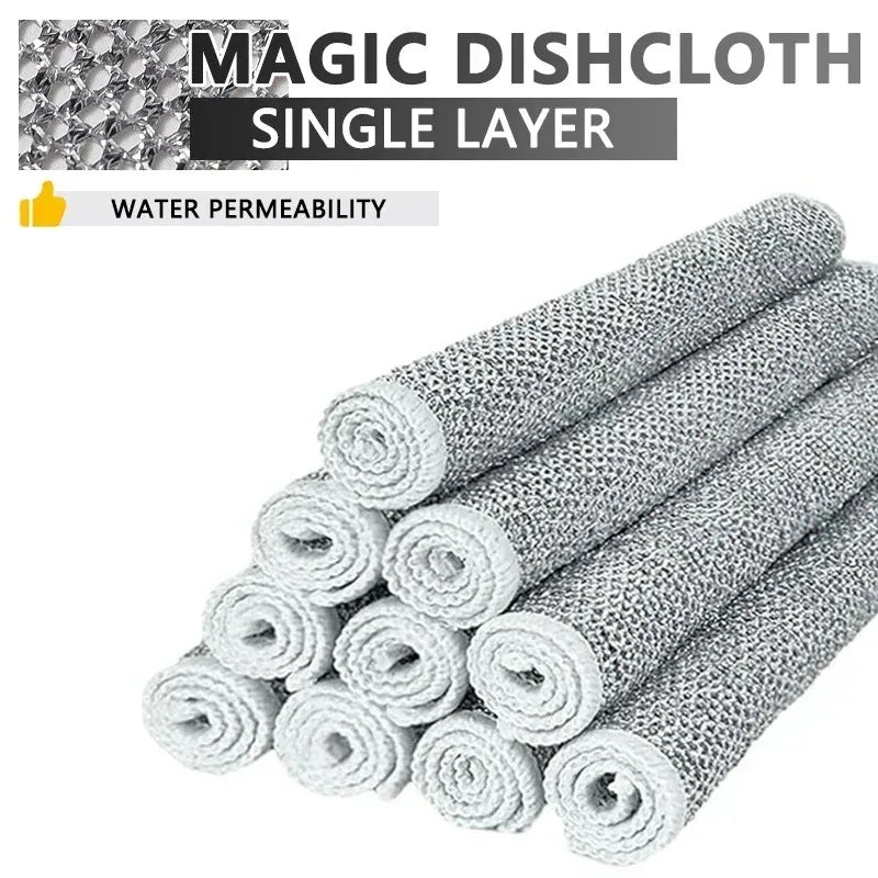 Magic Cleaning Cloth Multipurpose Wire Miracle Cleaning Cloth Innovative Dishwashing Net Hand Towel for Kitchen Dishwashing Grid