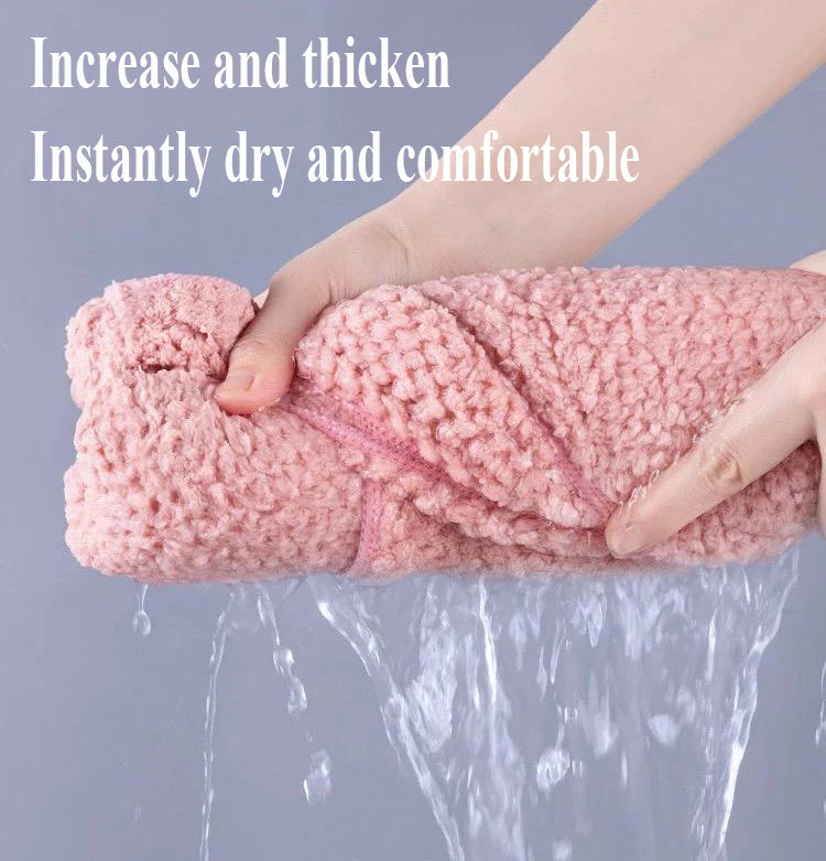 Toalla de microfibra para el cabello, envoltura extragrande de secado rápido con banda elástica, turbante suave Ultra absorbente