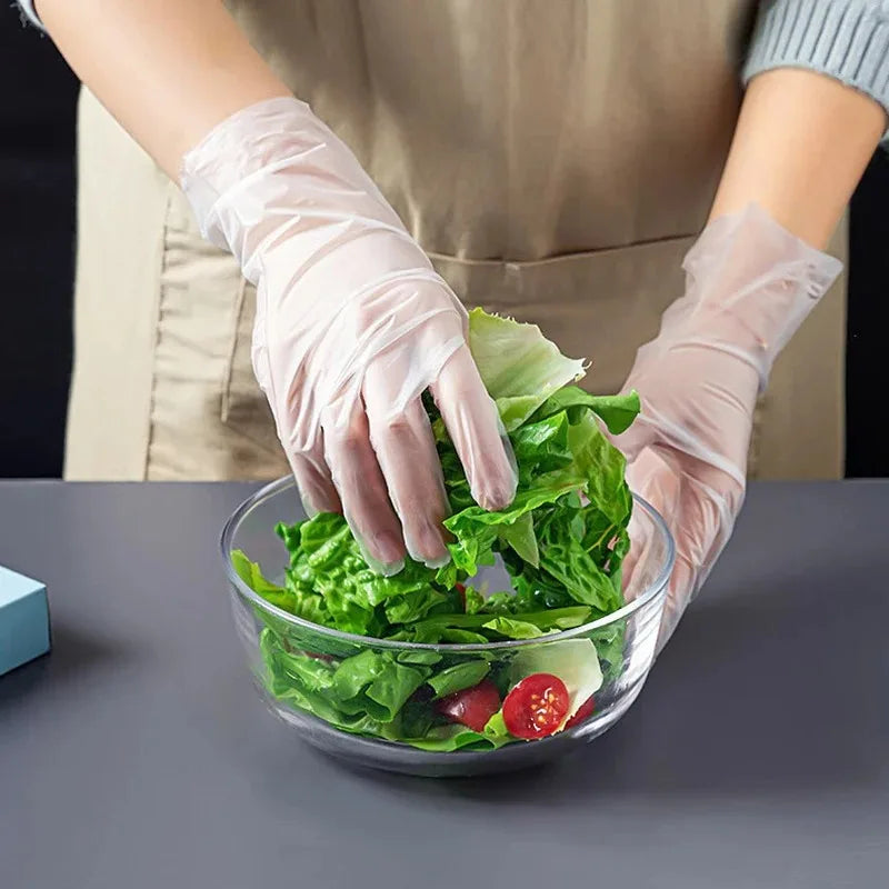 100PCS Disposable TPE Gloves Kitchen Bathroom Restaurant Camping Travel Waterproof Oil-Proof Household Cleaning Tools (Free Shipping)