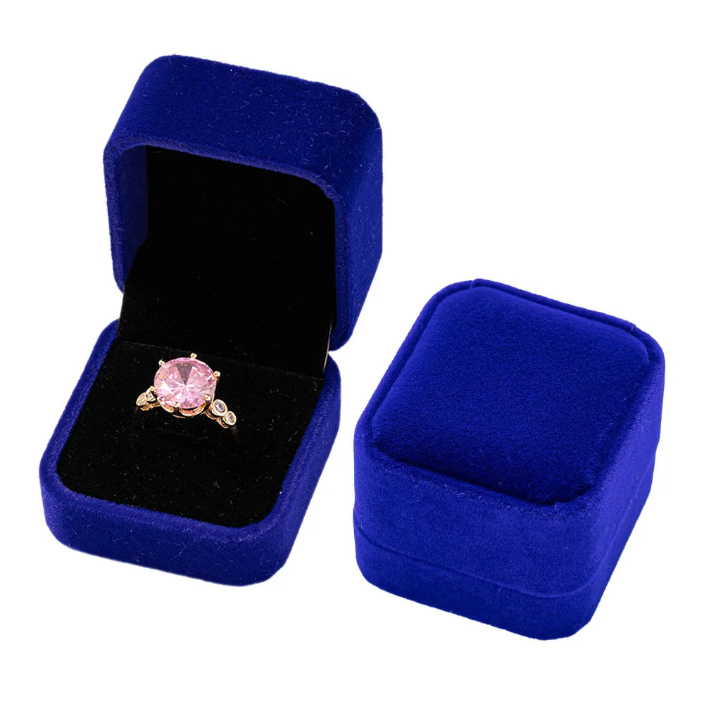 Velvet Single Ring Box Gift Jewelry Organizer Packaging for Wedding Ceremony Engagement Display Storage Supplies Accessories