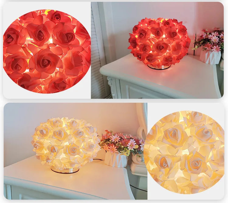 Nordic Rose Flower Bouquet Table Lamps Romantic Bedside Night Lights Wedding Decoration (Free Shipping) 💝💖🌹 (Free Shipping) 💝💖🌹