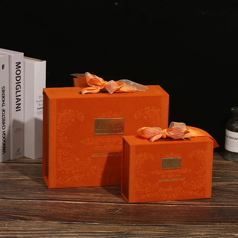 Valentine's Day Gift Box with Satin Ribbon Bow Chinese Candy Box with Magnetic Closure Gift Wrapping Bag Event Party Supplies