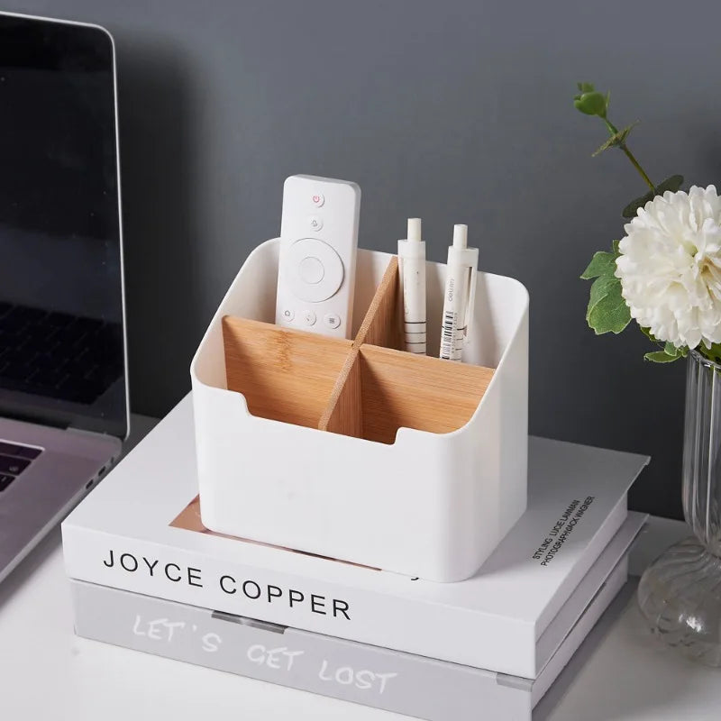 Desktop Organizer Bamboo Wood Storage Box Multi-functional Remote Control Stationery Cosmetics Storage Boxes Home Organizers