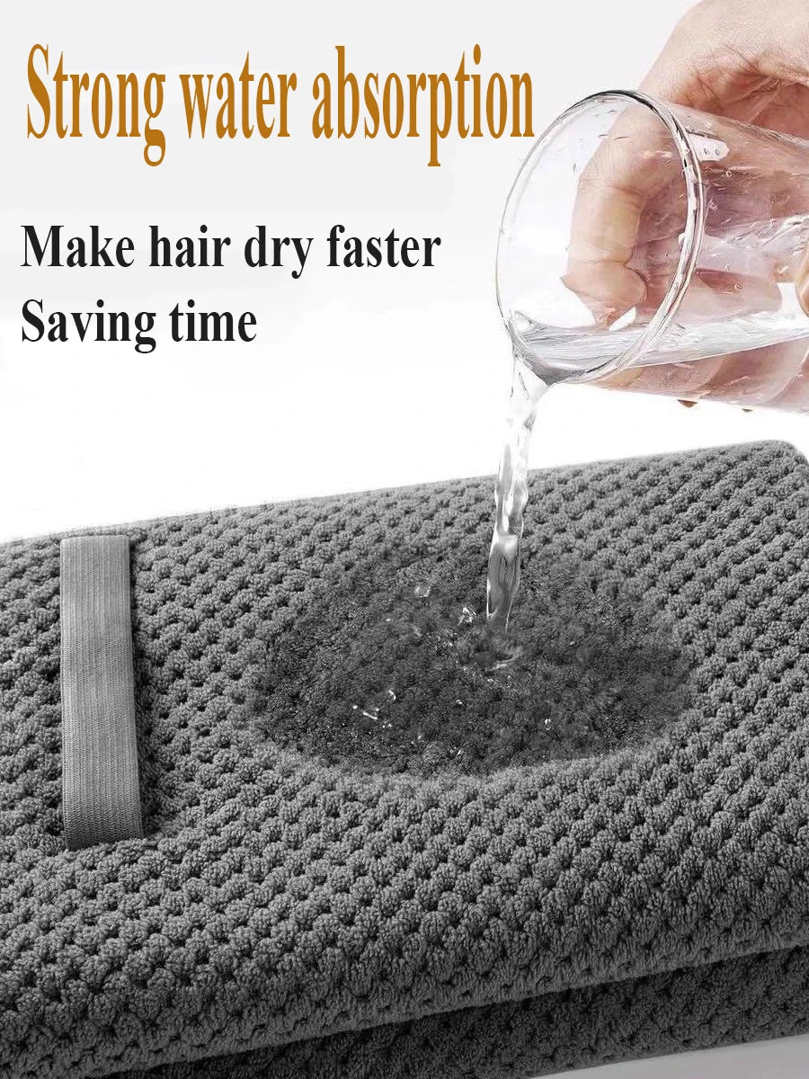Toalla de microfibra para el cabello, envoltura extragrande de secado rápido con banda elástica, turbante suave Ultra absorbente