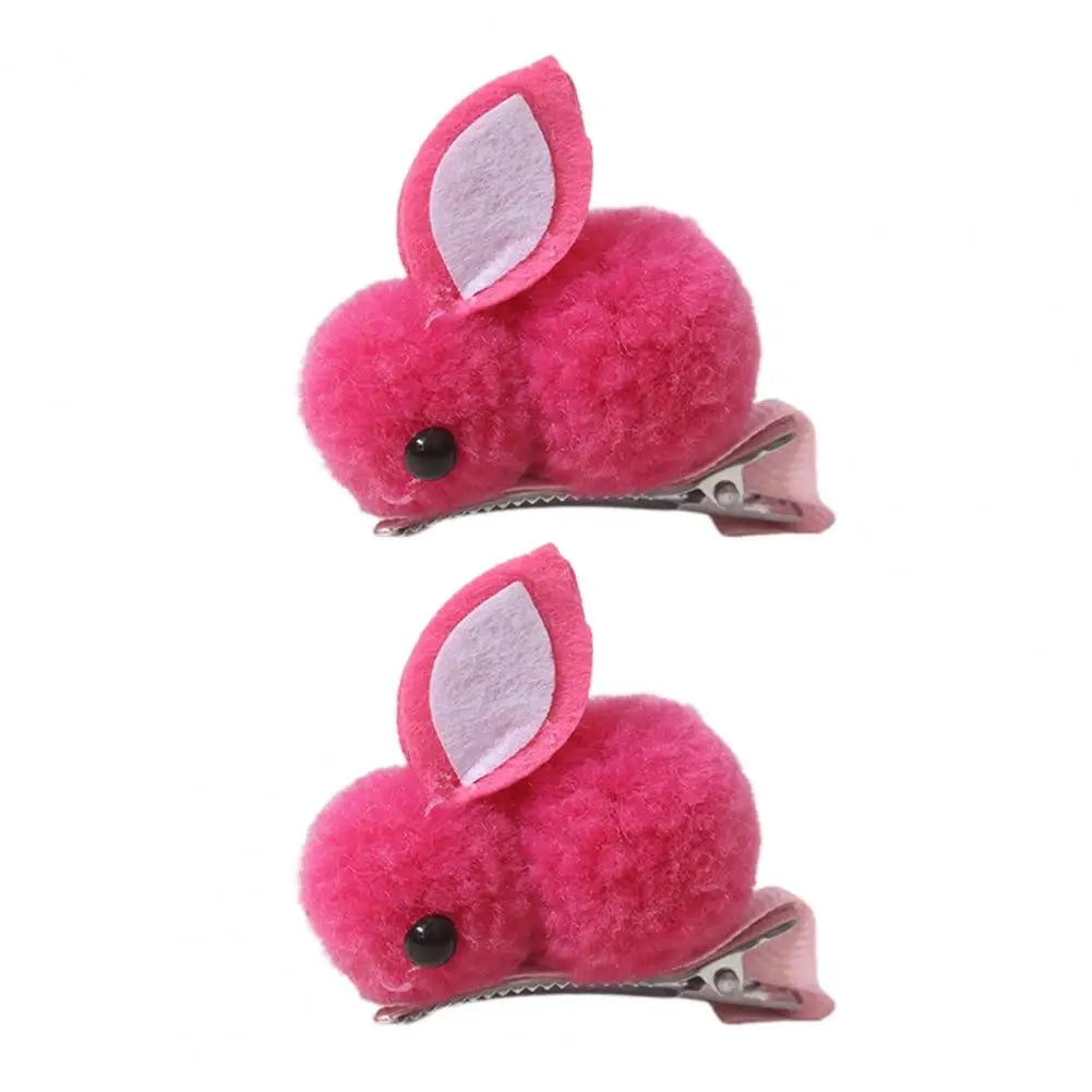 2Pcs Cute Bunny Hairpins Kids Plush Bunny Hairpins Headband Korean Children Hair Clips Sweet Girls Hairpins Hair Accessories