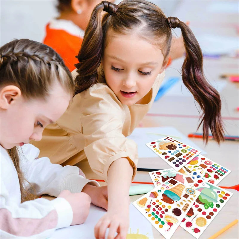 Make A Cupcake Sticker Sheets for Kids Sweet Create Your Own Cupcake DIY Puzzle Stickers Children Birthday Gifts Party Decals M