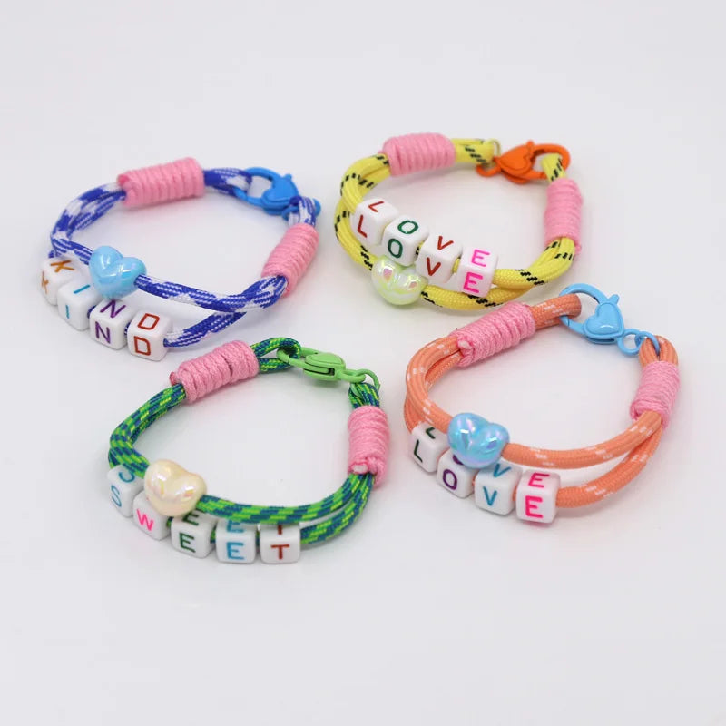Women's Bracelet Trendy Accessories Letter LOVE Heart Buckle Beaded Colorful Rope Bohemian Bracelet Party Jewelry Wholesale