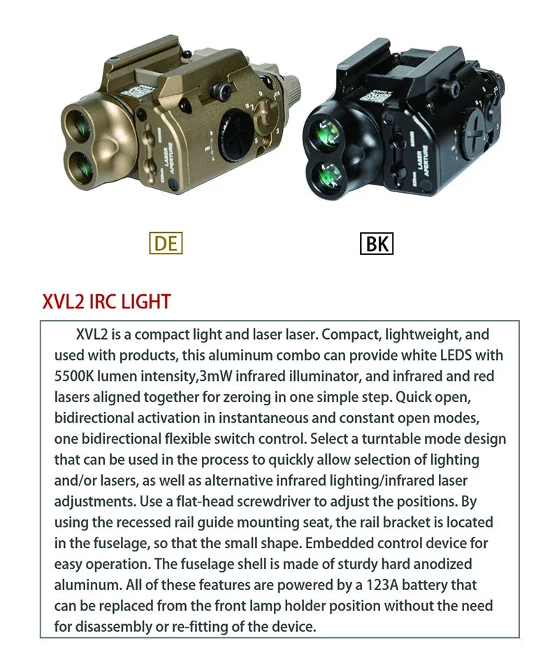FMA Tactical XVL2 IRC Weapon Light and IR Illuminator Flashlight with Red and IR Laser for Tactical and Hunting Illumination
