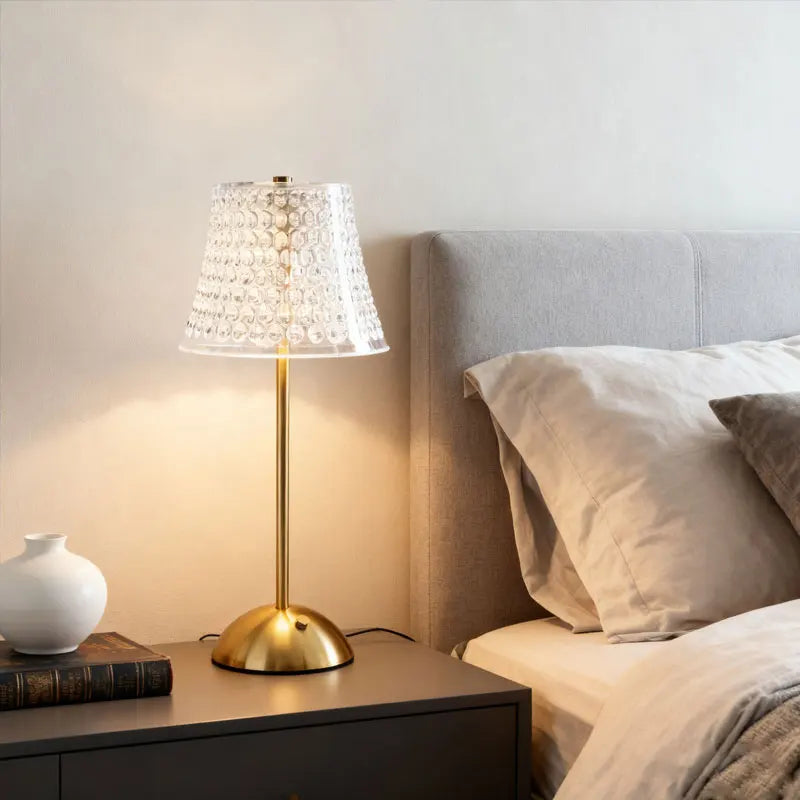 Luxury Decorative Table Lamps Retro Crystal Table Lamp Rechargeable Touch Bedside Lamp Bedroom Bedside Night Lamp Dining Room