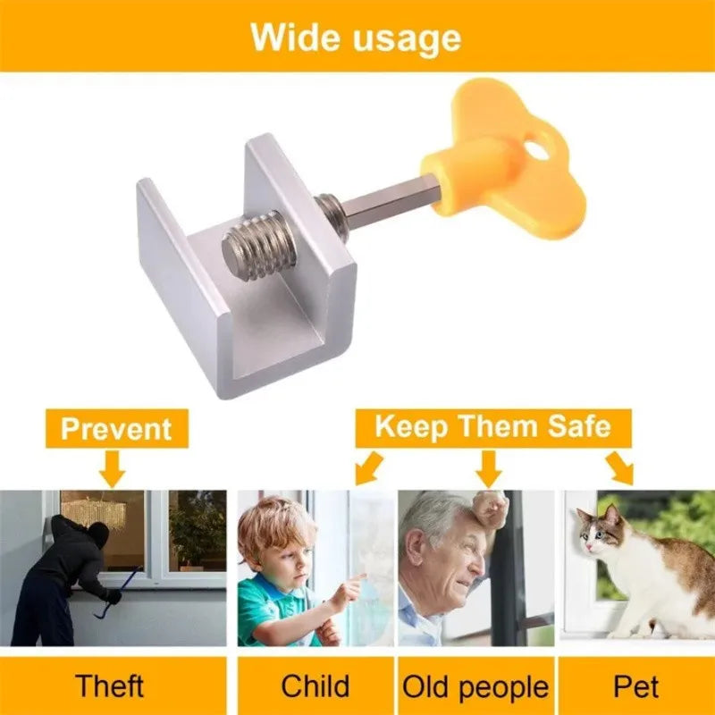 4 Pcs Window Safety Lock Aluminum Alloy Sliding Lock Sliding Door Anti-theft Lock Adjustable Buckle Window Stopper Lock for Home